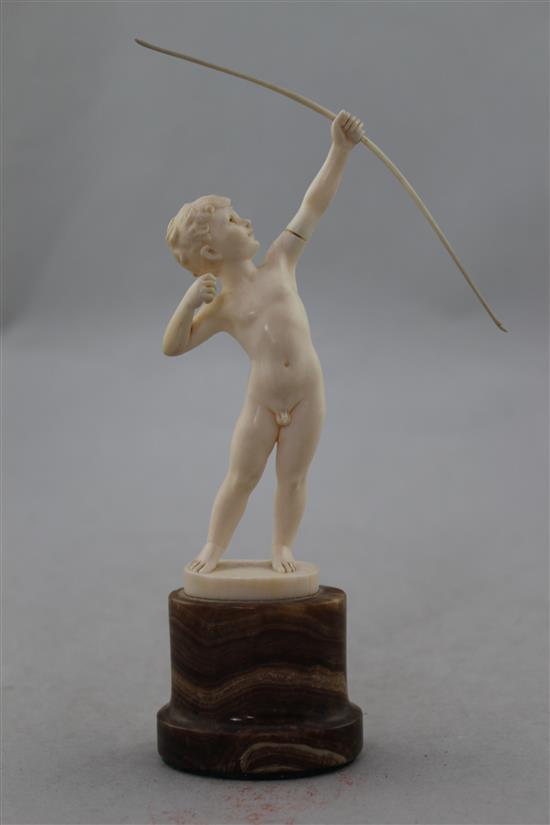 Ferdinand Preiss (German, 1882-1943). An Art Deco carved ivory figure of a young boy archer, 8in.